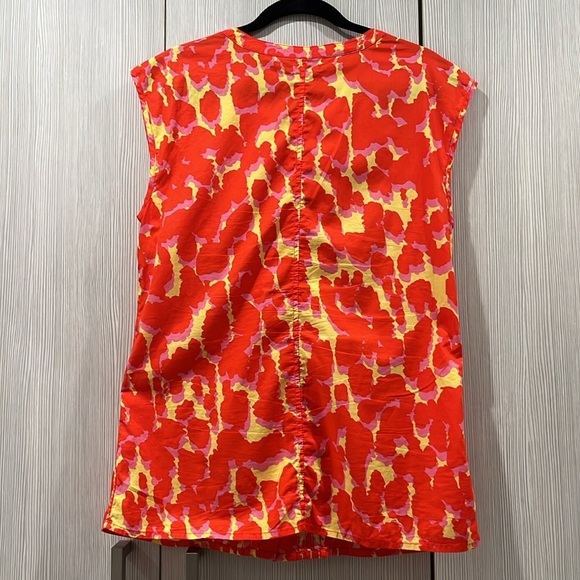VINTAGE GAP | Red/Yellow/Purple Camo Button Up Sleeveless Blouse | Medium - Picture 2 of 10